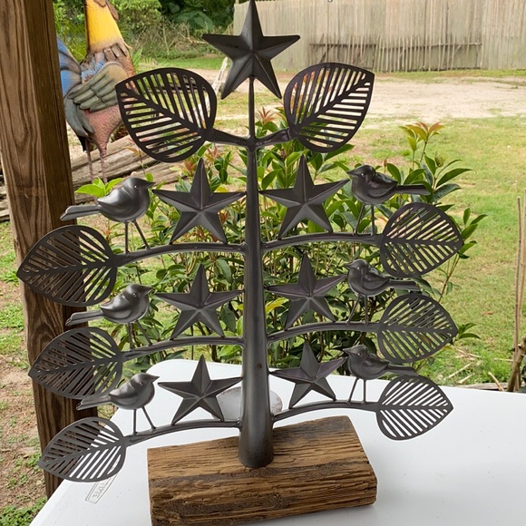 Pottery Barn Rustic Wood and Metal Candle Holder